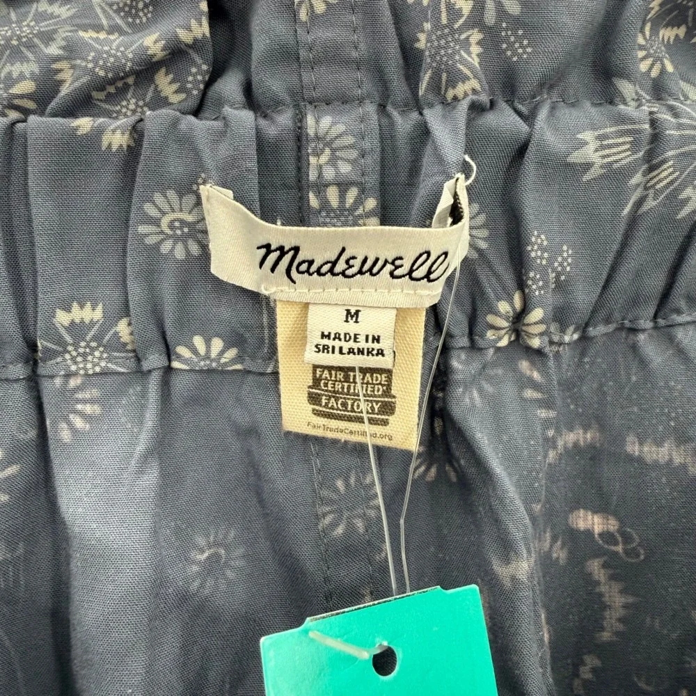 Madewell Paperbag Button‎ Front Mini Skirt Blue Floral Womens Size Medium NEW